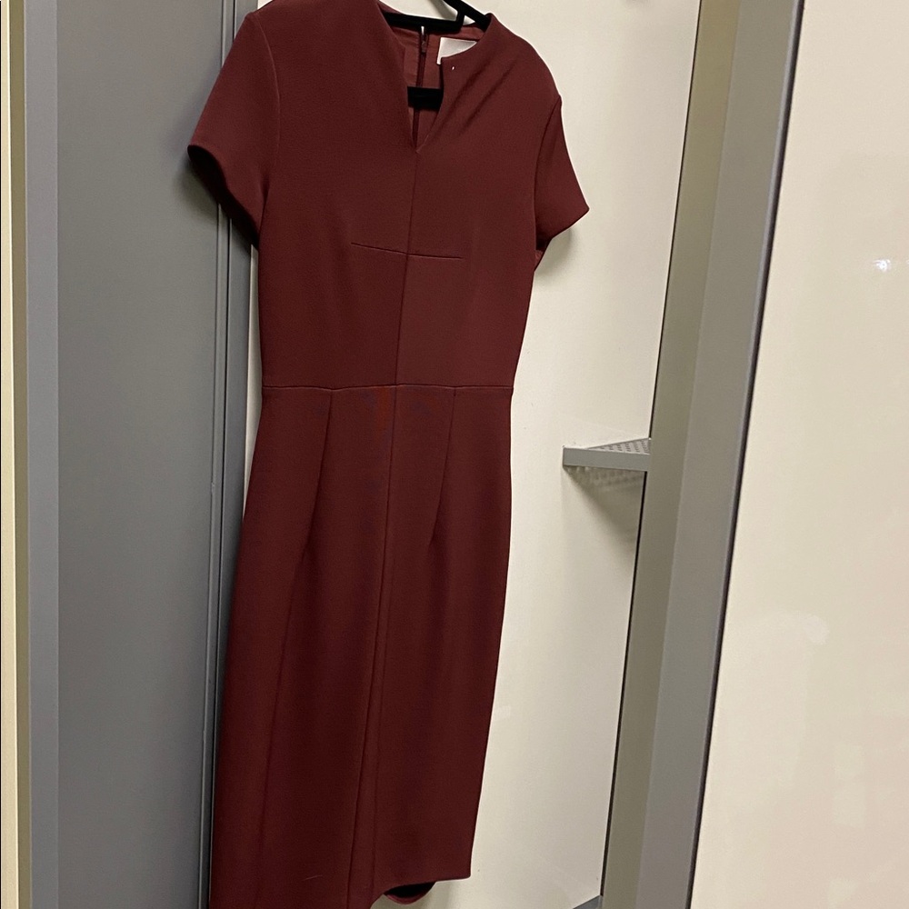 Hugo Boss Deep Burgundy Midi Sheath Dress
